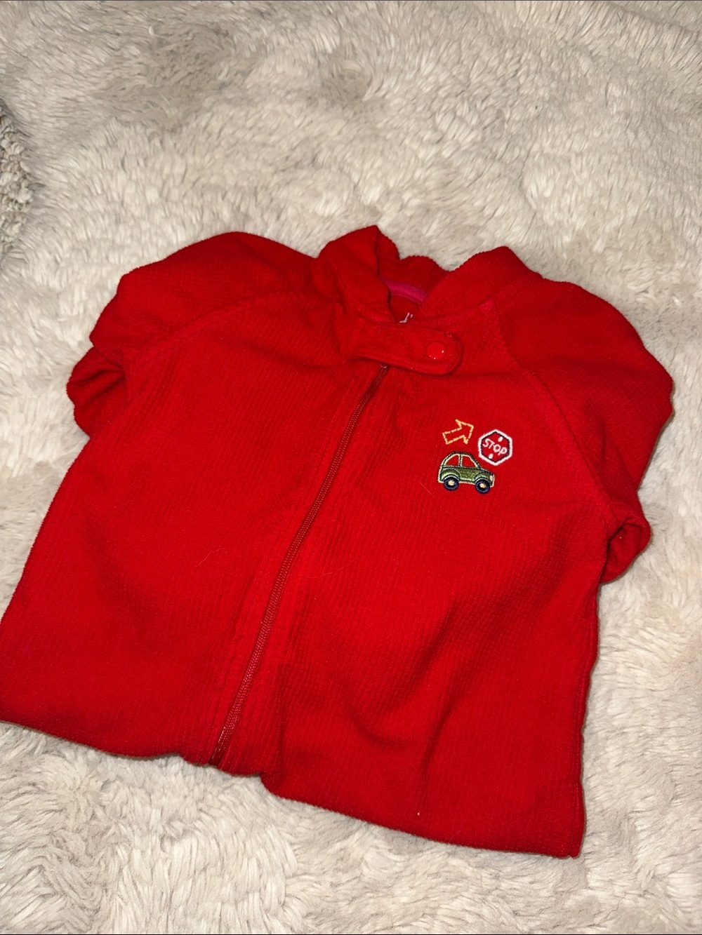 🧡24m 1980s BUM Vintage Car Corduroy Red Kids One Pc Sleepers